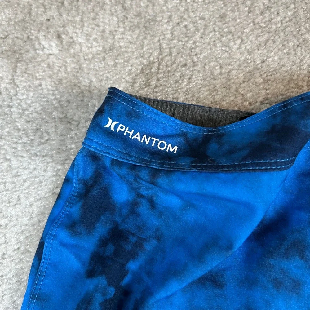 Hurley Board Shorts Mens 34 Blue Pink Teal‎ Tie Dye Stripe Surf Swim Trunks